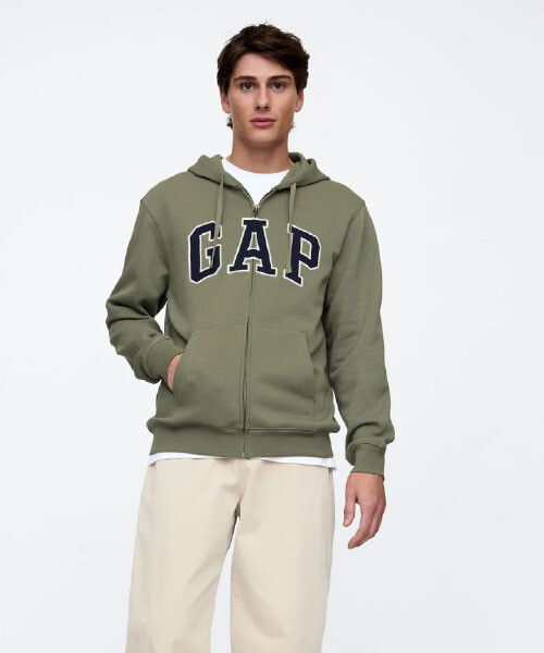 Canguro Con Cierre Logo Gap Hombre - Mesculen Green