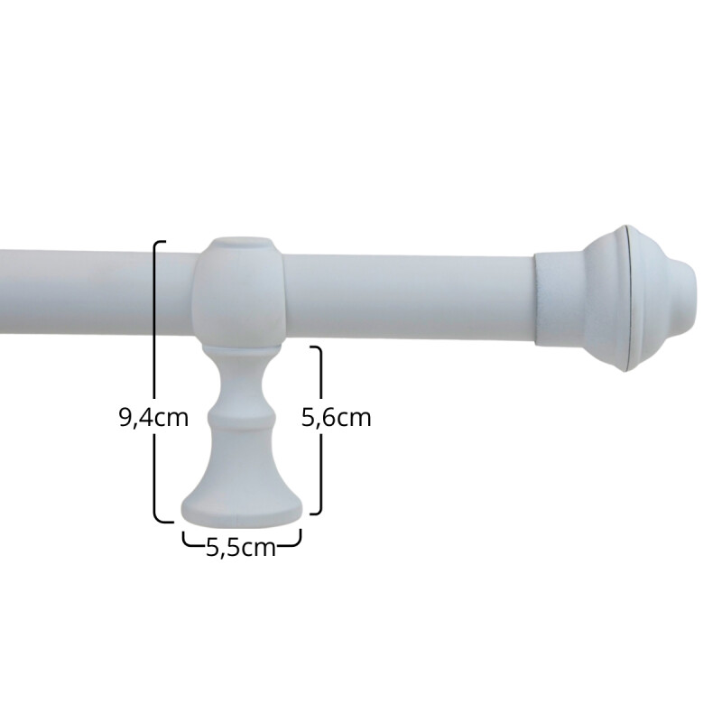 Barrote cortina de metal 2 m + 2 Soportes BLANCO