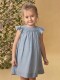 Vestido Liso Con Nido De Abeja A Contraste Gris