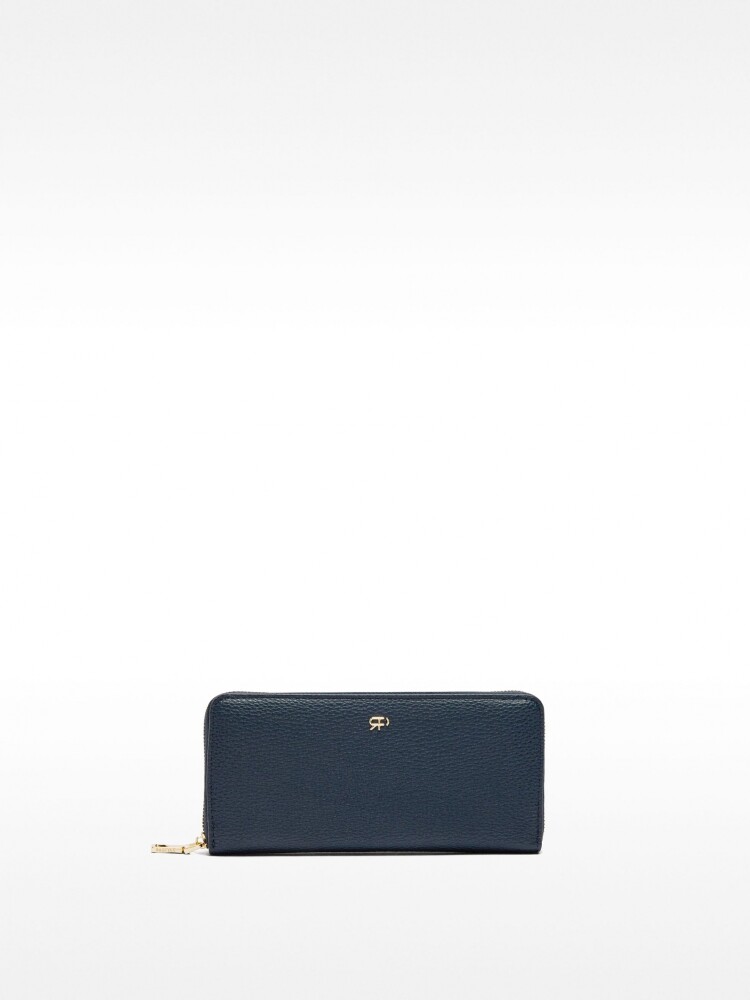 Cartera Con Textura Y Cierre De Cremallera azul-marino