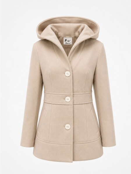 Abrigo 100% Lana con Capucha Amanecer Beige