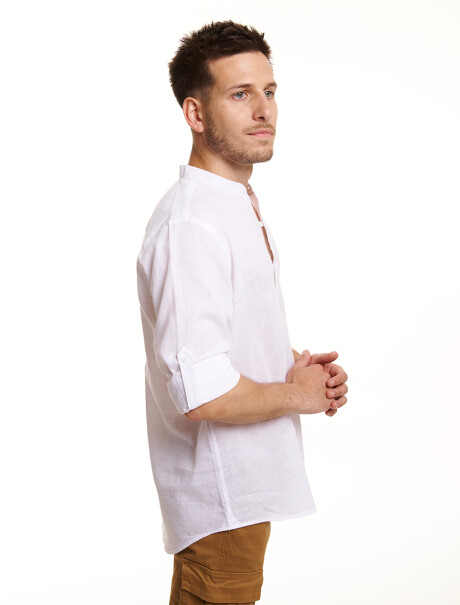 Camisa m/l lino blanco