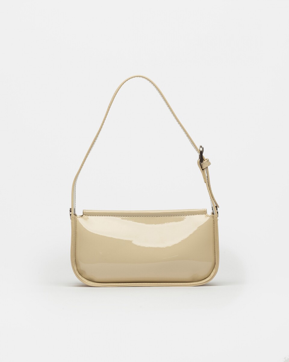 Cartera al hombro Leaf en efecto cuero charol - Natural 