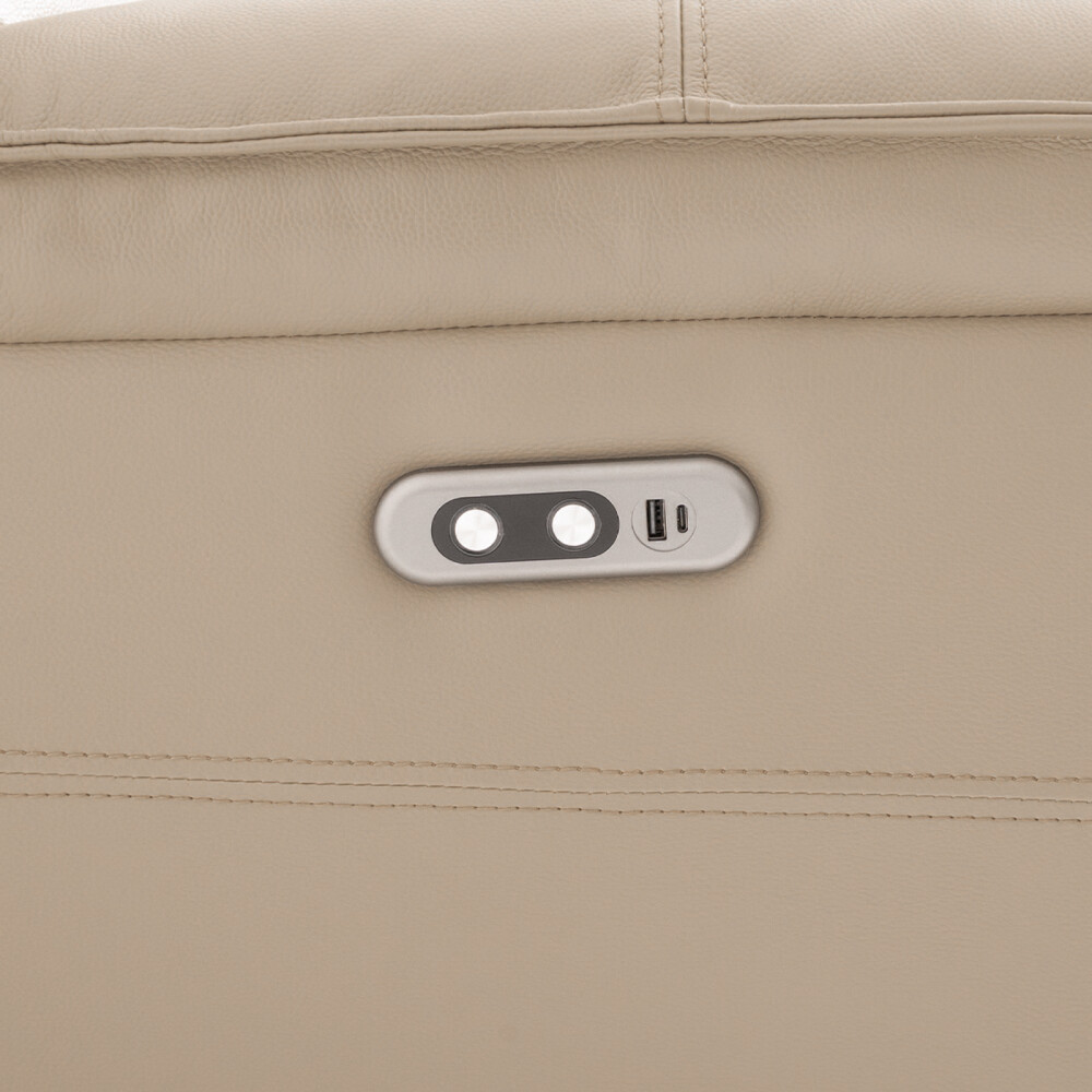 RECLINER ELÉCTRICO 3 CUERPOS CUERO-Y-SIMIL-CUERO MARRON JOSHUA TAUPE
