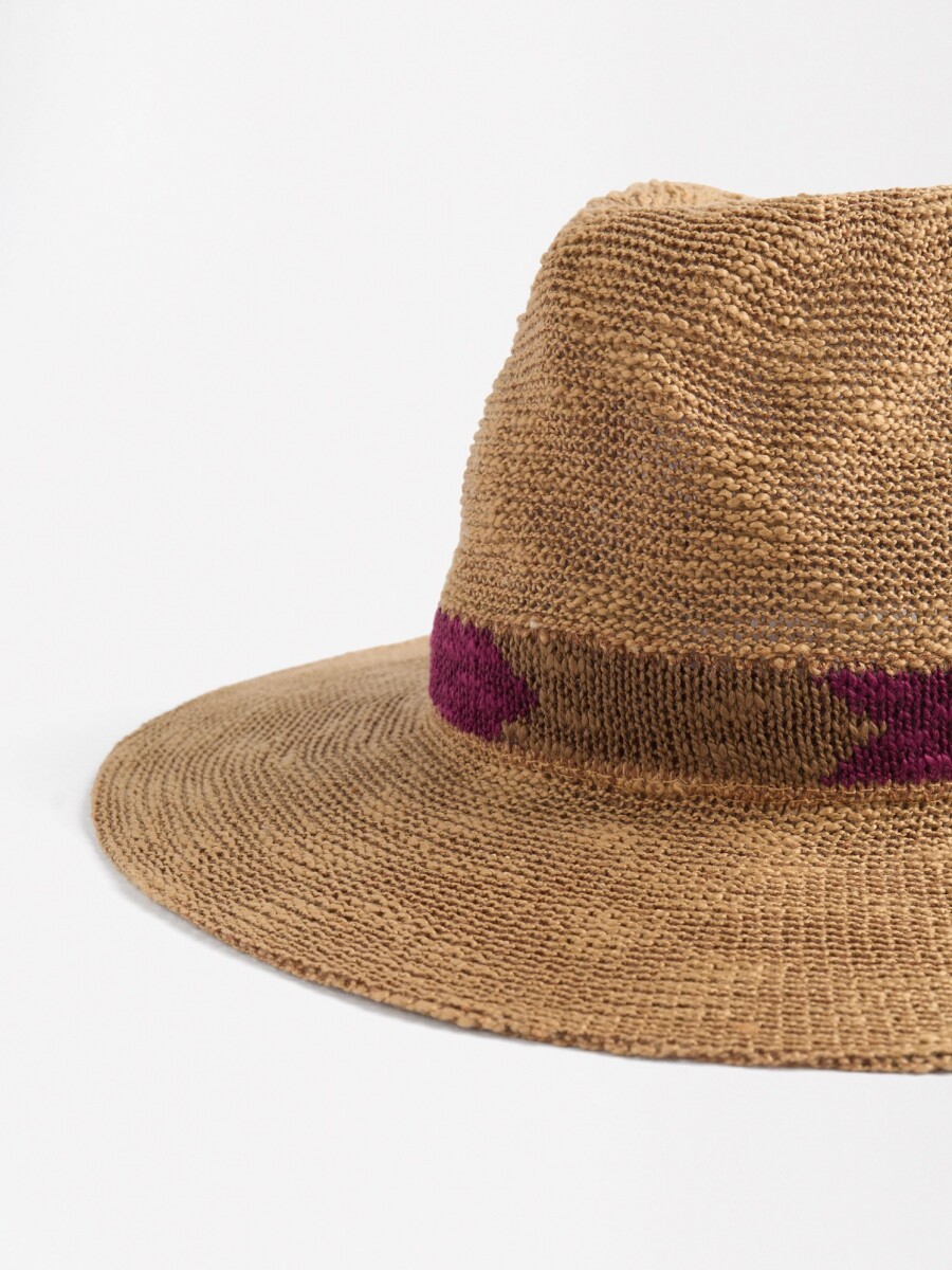 Sombrero De Punto Con Detalle Decorativo natural