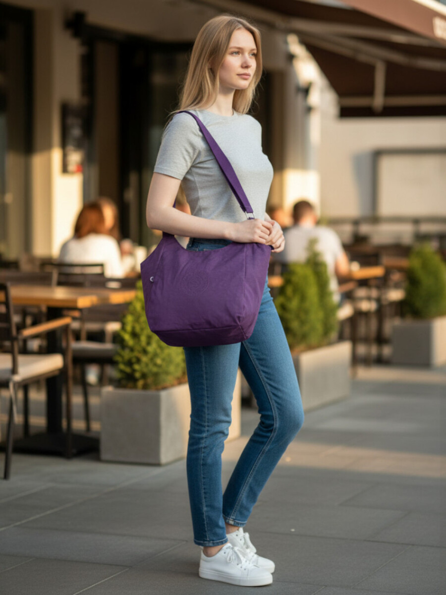 Bolso de Hombro en Tafeta Amasada - Violeta 