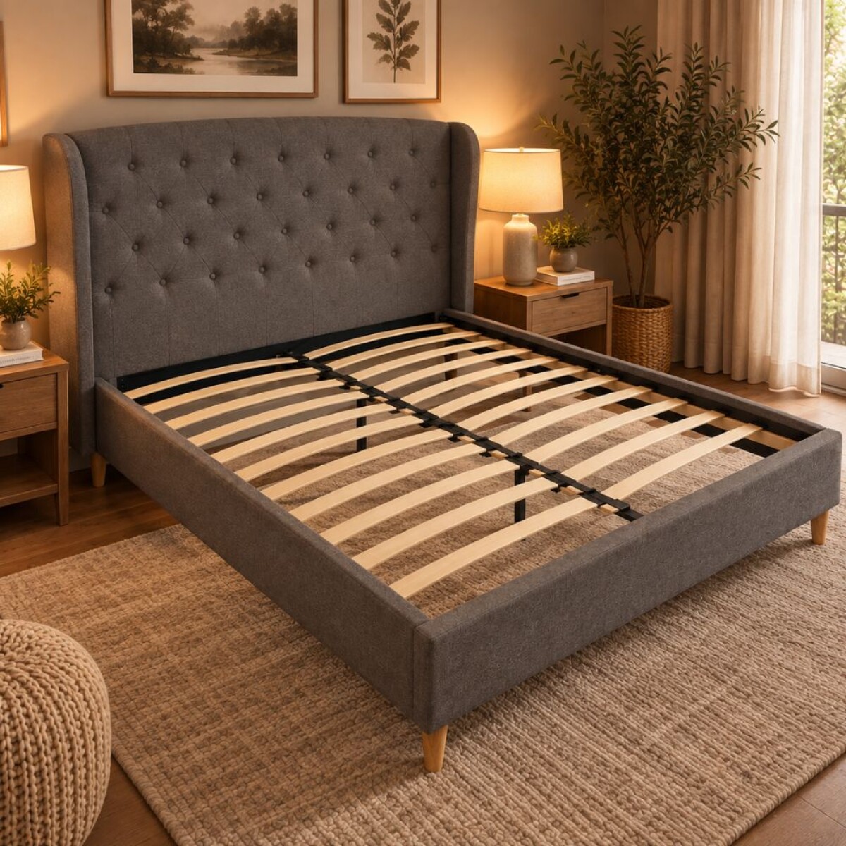 Cama 2 plazas con respaldo 