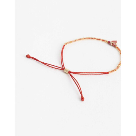 Pulsera Flexible Cordón Y Dije Dorado