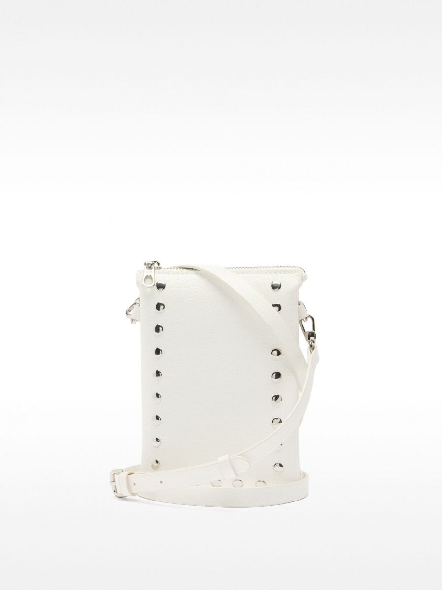 Bolso Bandolera Doble Con Tachuelas - blanco 