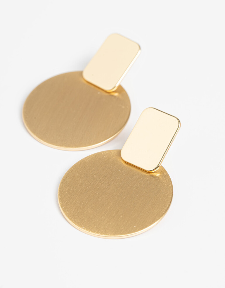 Aros Colgantes Cortos Metal Aros Cortos Chapones - Dorado
