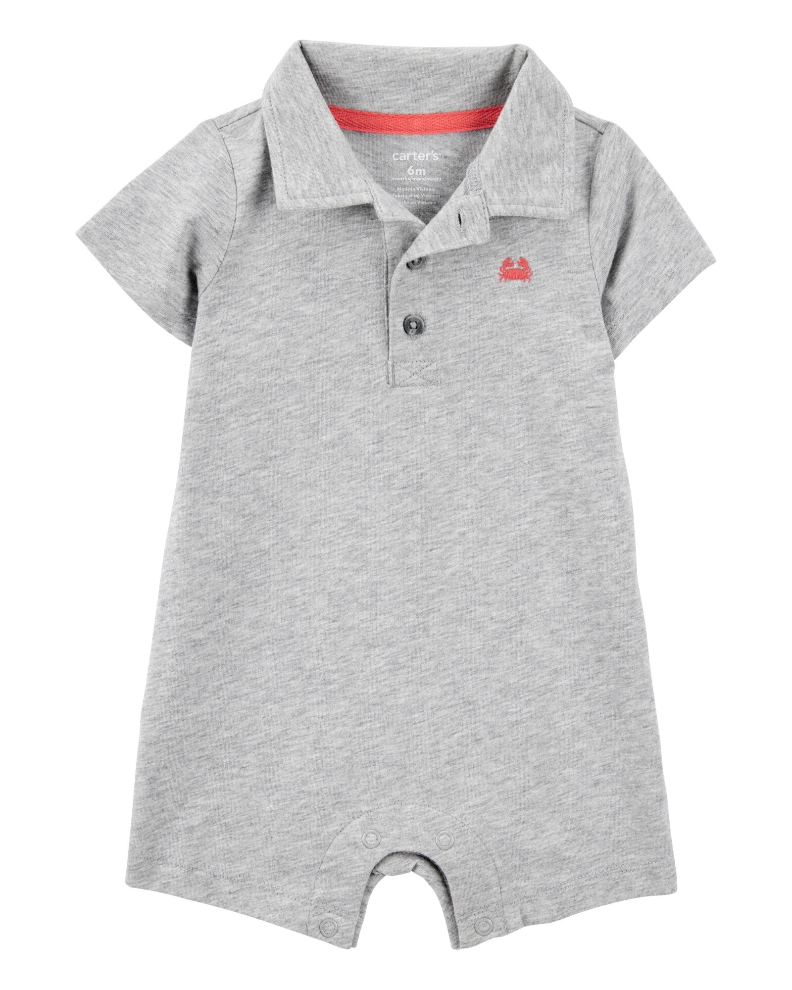 Monito corto polo de algodón, gris Sin color