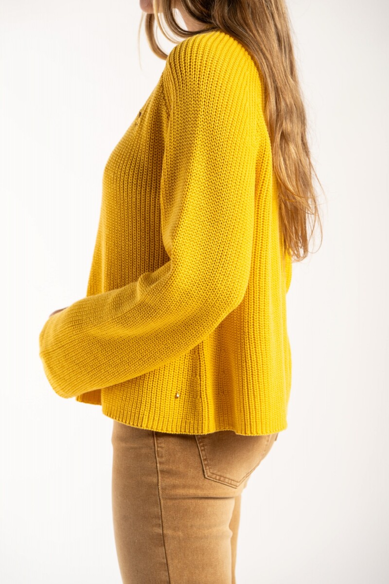 Sweater Algodon Con Bordado Amarillo