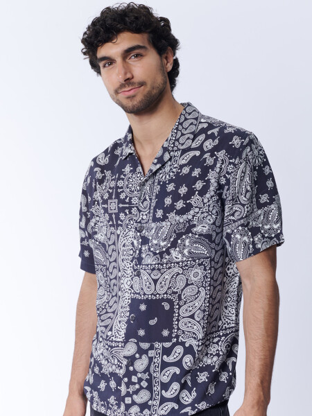 Camisa viscosa estampa arabescos Arabesco Gris Oscuro
