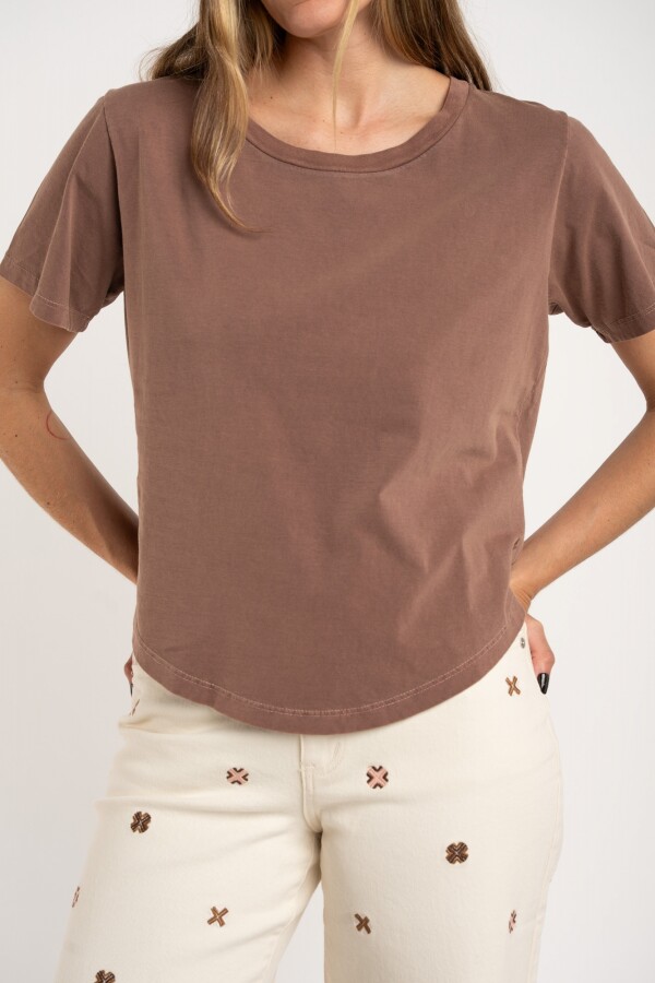 Remera Algodon Lavado Marron