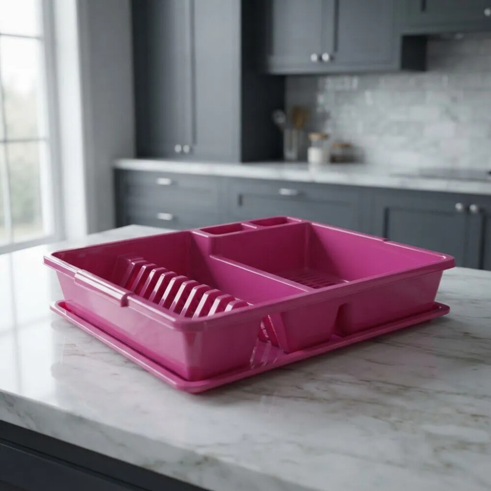 Escurridor Eco De Platos Vasos Cubiertos 45 X 38 Cm ROSA