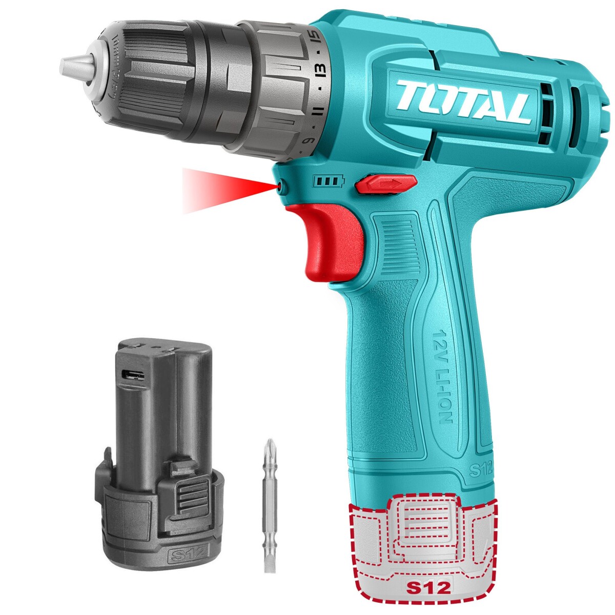 Atornillador Inalámbrico 12v - 1 Batería, Carga Usbc 