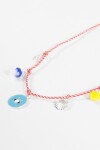 Collar cordón múltiples charms plateado