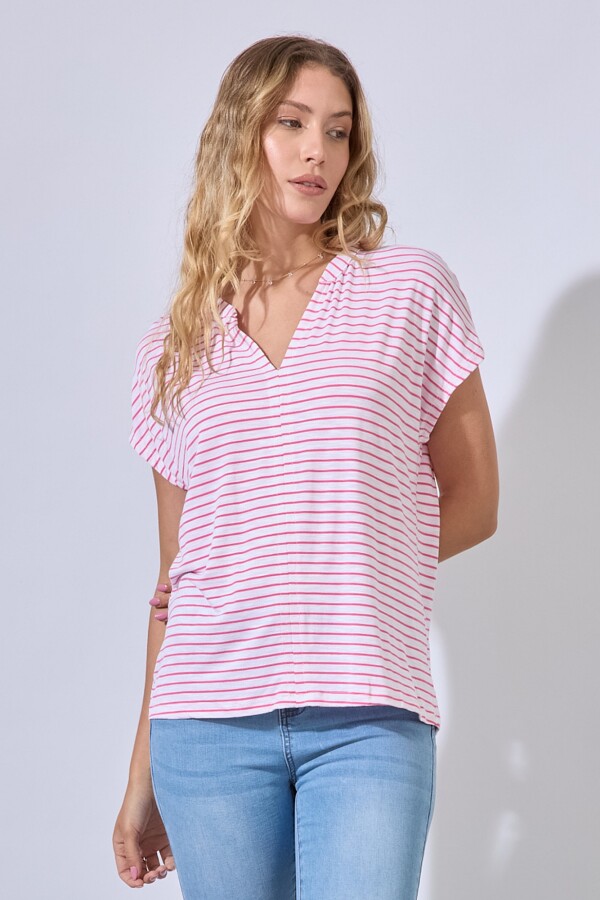 Remera Lineas FUCSIA