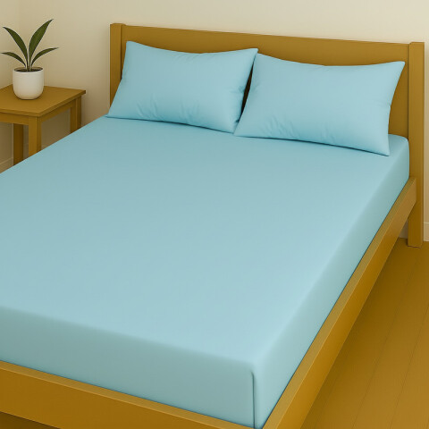 Juego De Sabanas 2 Plazas Toque Algodón Sommier Lisa Celeste Juego De Sabanas 2 Plazas Toque Algodón Sommier Lisa Celeste