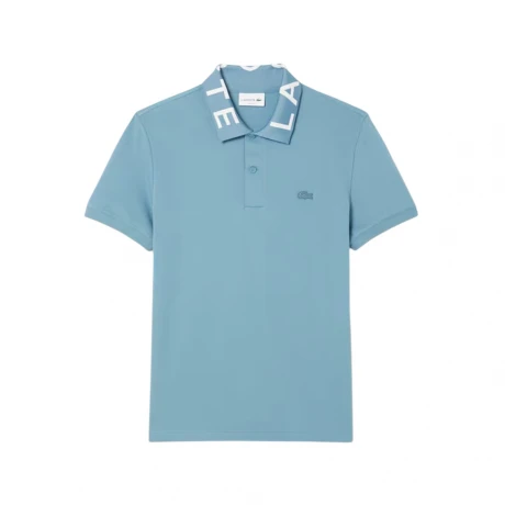 LACOSTE POLO PIQUE JACQUARD MC Light Blue