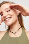 COLLAR DE CUERO Y LIBÉLULA BAÑADA EN PLATA DE LEY PLATA / BLANCO
