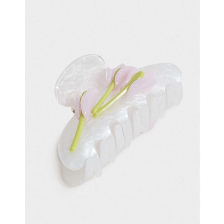 Broche Acrílico Flor Blanco Crudo
