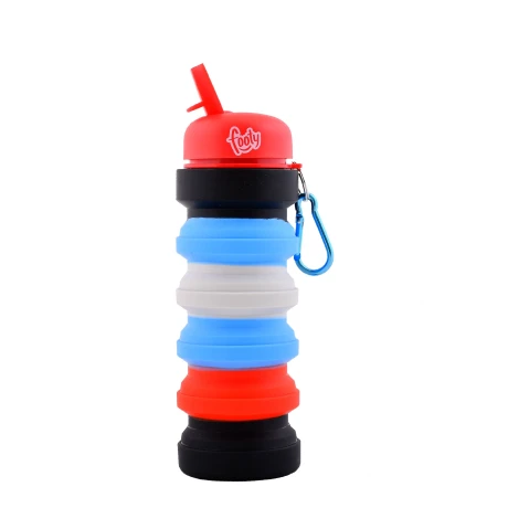 Botellita de Silicona Flexible Footy Acordeón 500ML AZUL