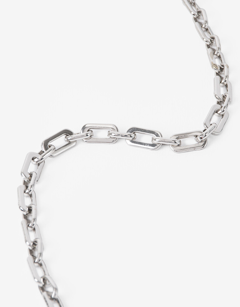 Collares Cortos Metal Collar Corto Eslabon Metálico. - Plateado Rodio