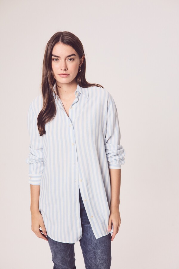 Blusa Rayas Celeste