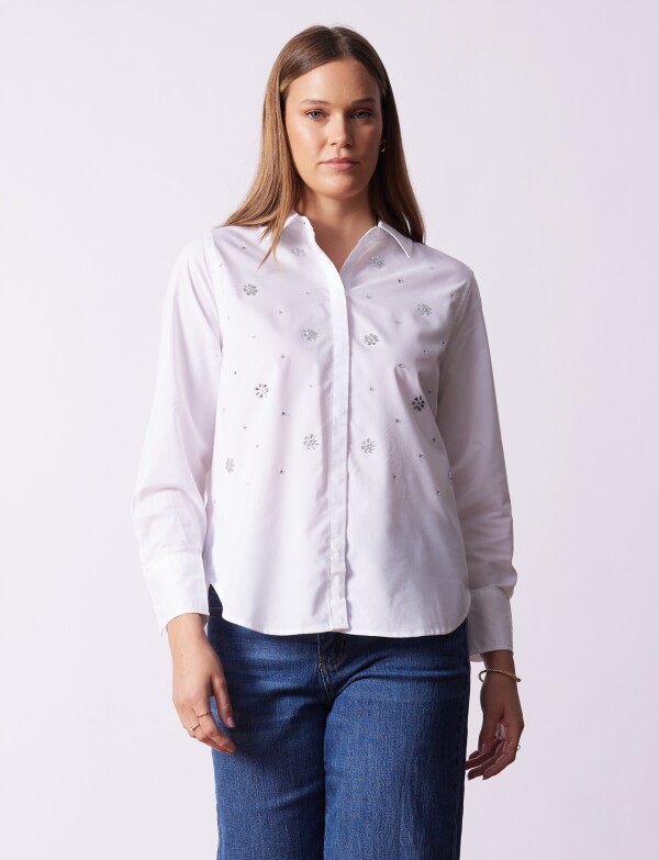 Camisa Aplique Brillo BLANCO