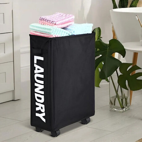 Cesto de ropa tela con rueditas Negro