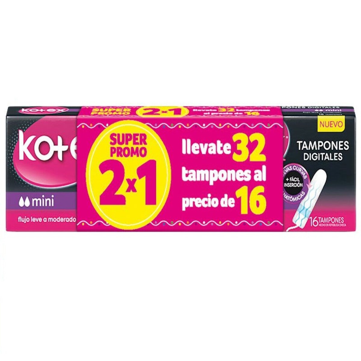 Tampones Kotex Mini 2x1 32 Uds. 