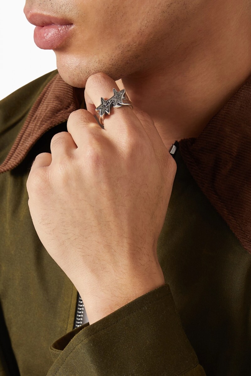 Sketchy Stars Ring Plata