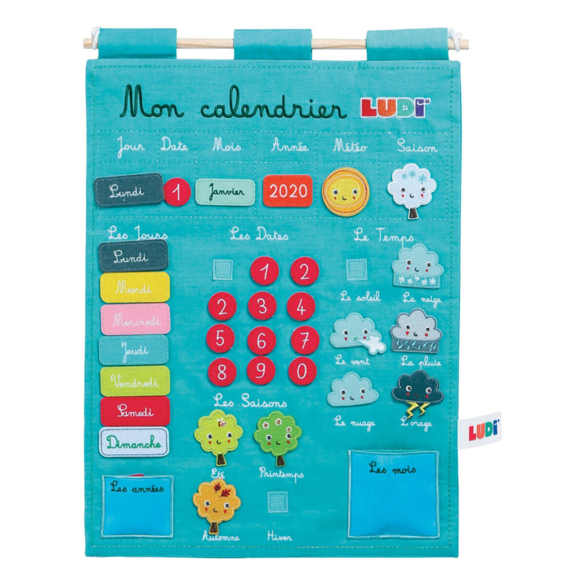 Calendario Educativo Infantil De Pared Tela Didactico Ludi - Variante Color Azul 