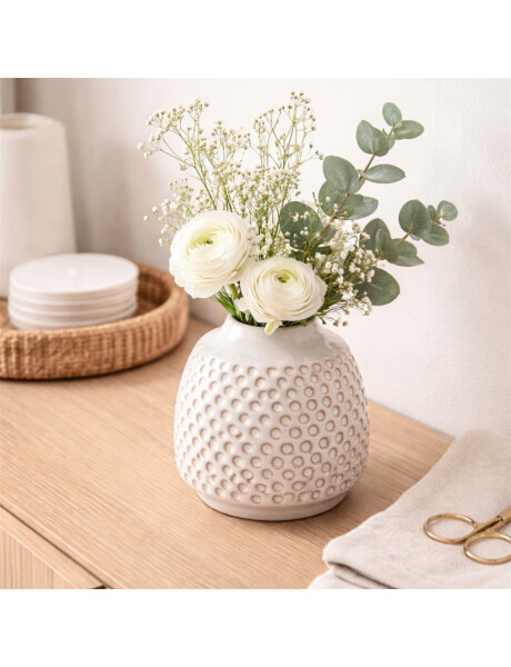 FLORERO RELIEVES D9x10CM CERAMICA BLANCO FLORERO RELIEVES D9x10CM CERAMICA BLANCO