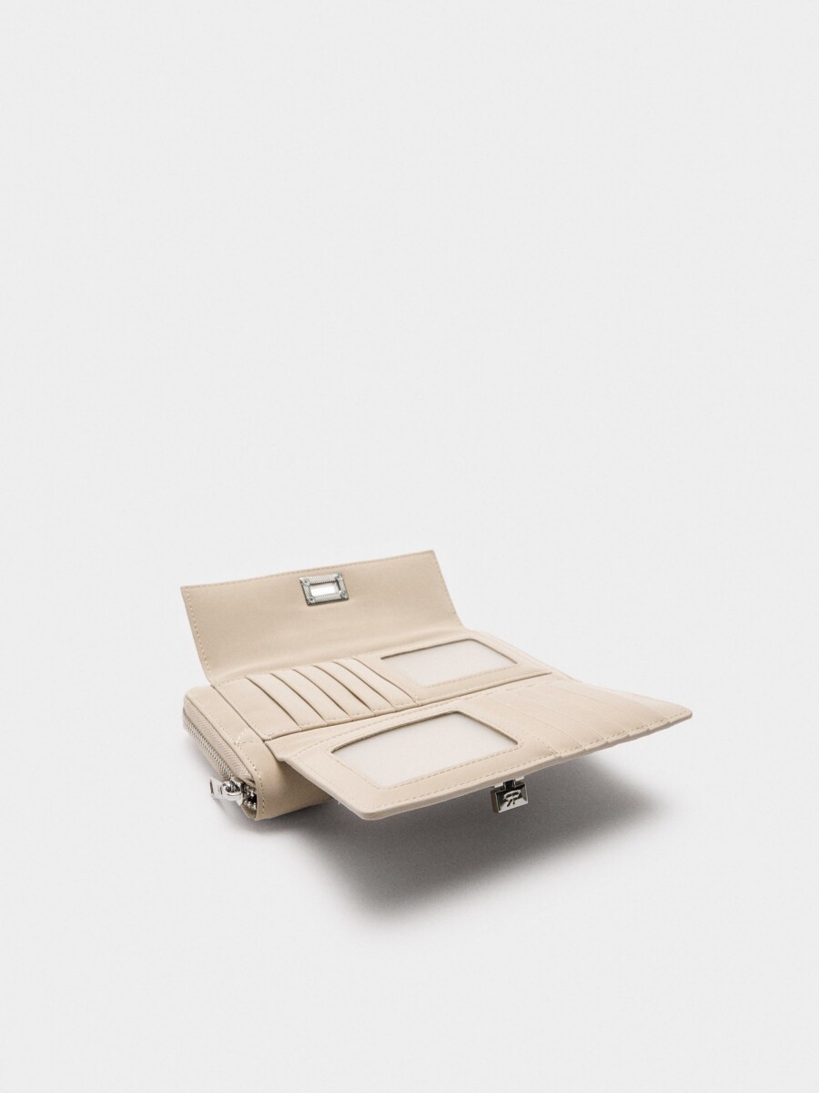 Cartera Acolchoada Con Textura Suave beige
