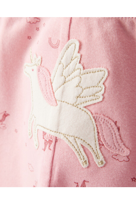 Set tres piezas de algodón, pantalón y dos bodies manga larga, diseño unicornios Sin color