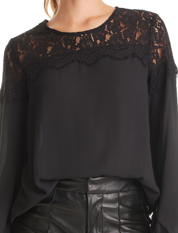 Blusa Gasa & Encaje NEGRO