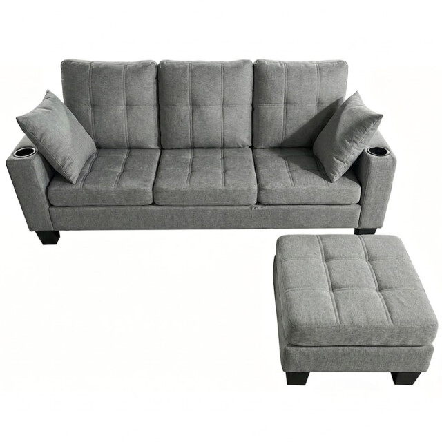 SOFÁ SILLÓN CON CHAISE Gris
