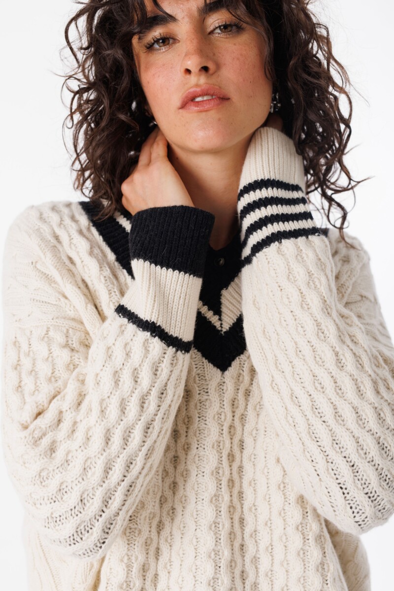 Sweater Copos Crudo/Negro