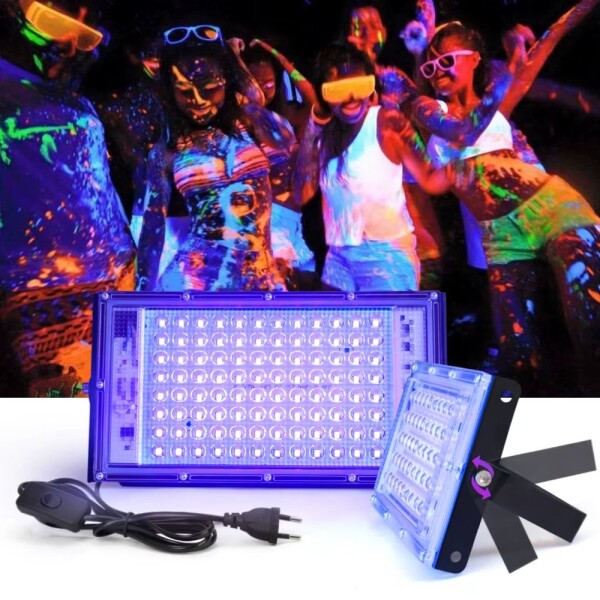 Foco Tacho Luces Led Luz Negra 50W Uv Fiestas Fluor Neón Variante Color Negro