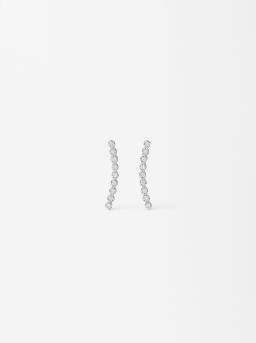 Pendientes Con Circonitas - Plata De Ley 925 - plateado 