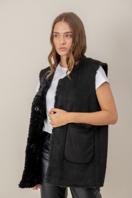 Chaleco Faux Fur Negro