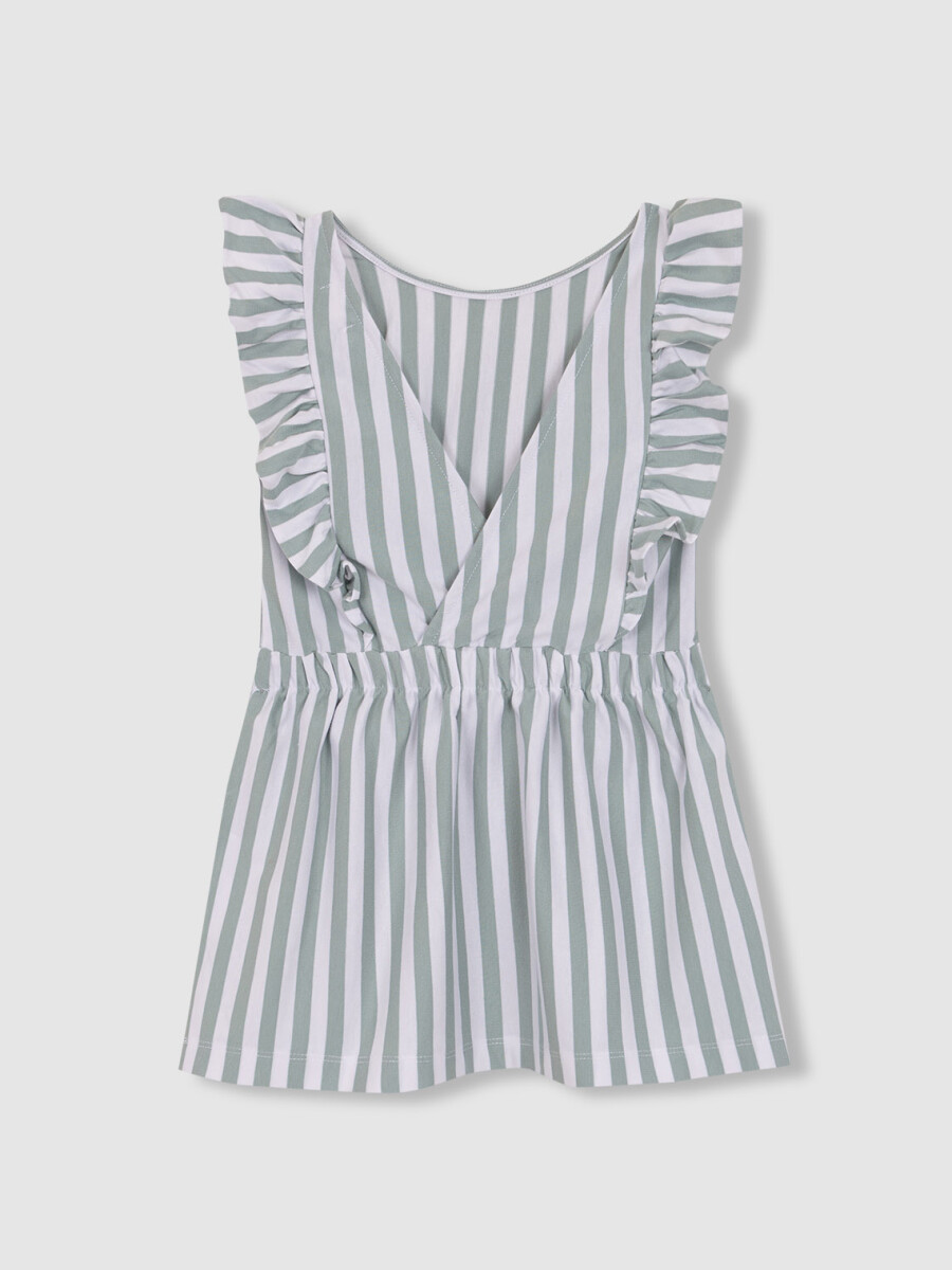 Vestido De Rayas De Punto Verde