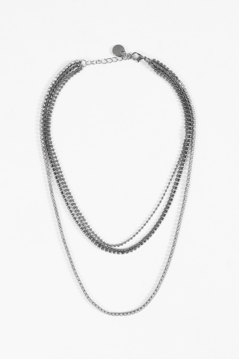 Collar party triple strass peltre