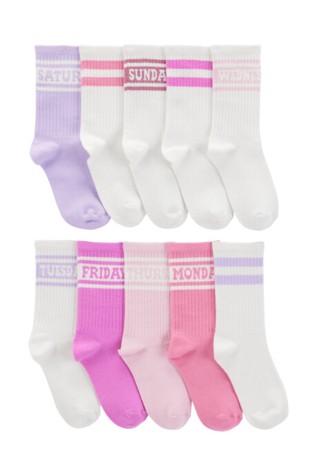 Pack diez pares de medias de algodón, diseño días de la semana Sin color