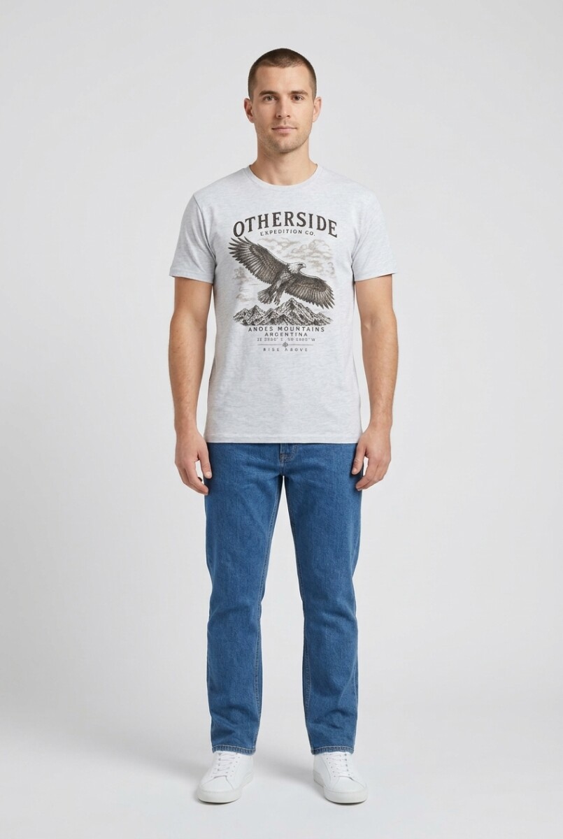 Camiseta estampada Águila - Gris melange 