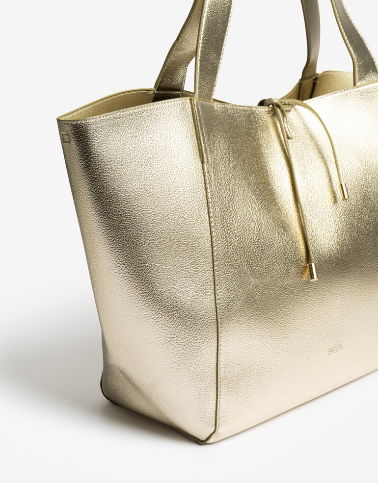 Shopper Basicos Shopper Con Bolso Dorado - Dorado