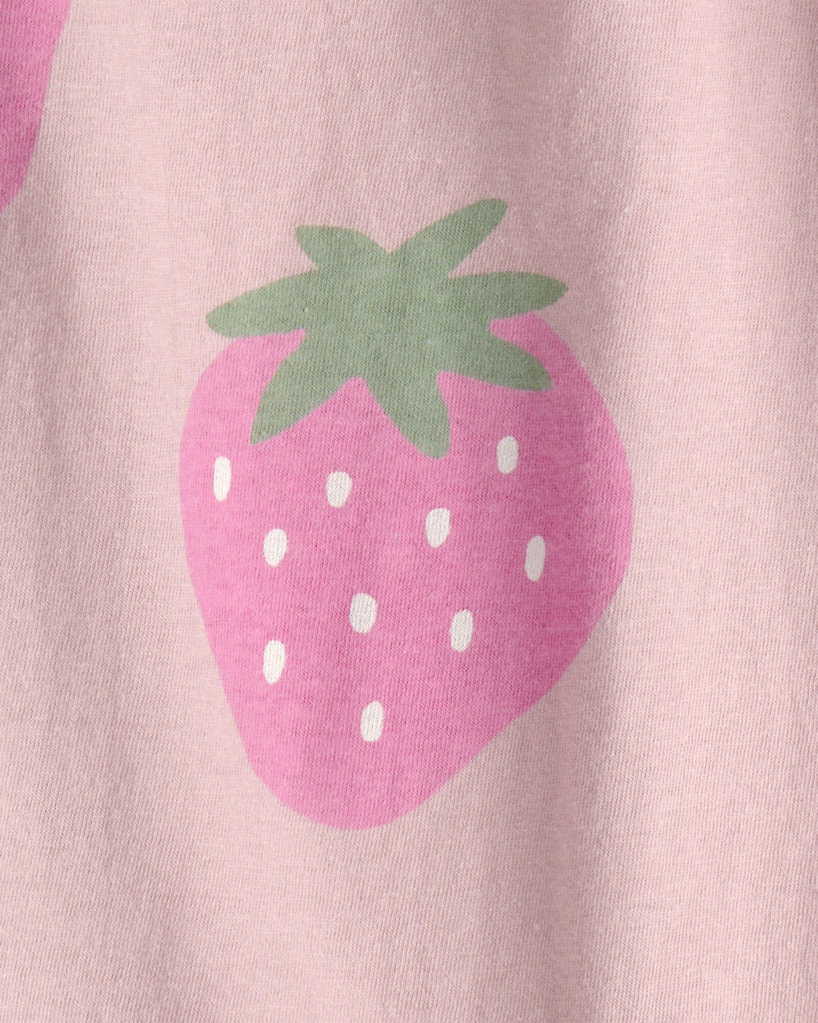 Remera de algodón, manga corta, rosada, diseño frutillas Sin color