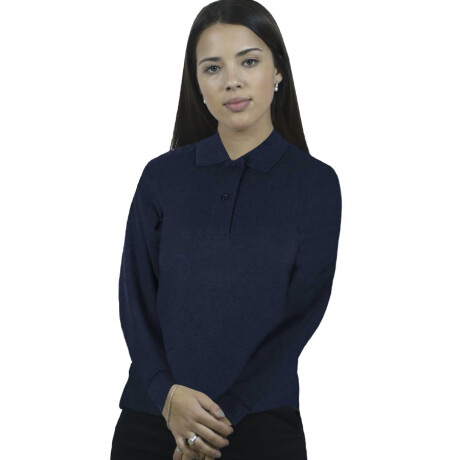 Remera Polo Dama Manga Larga Azul marino